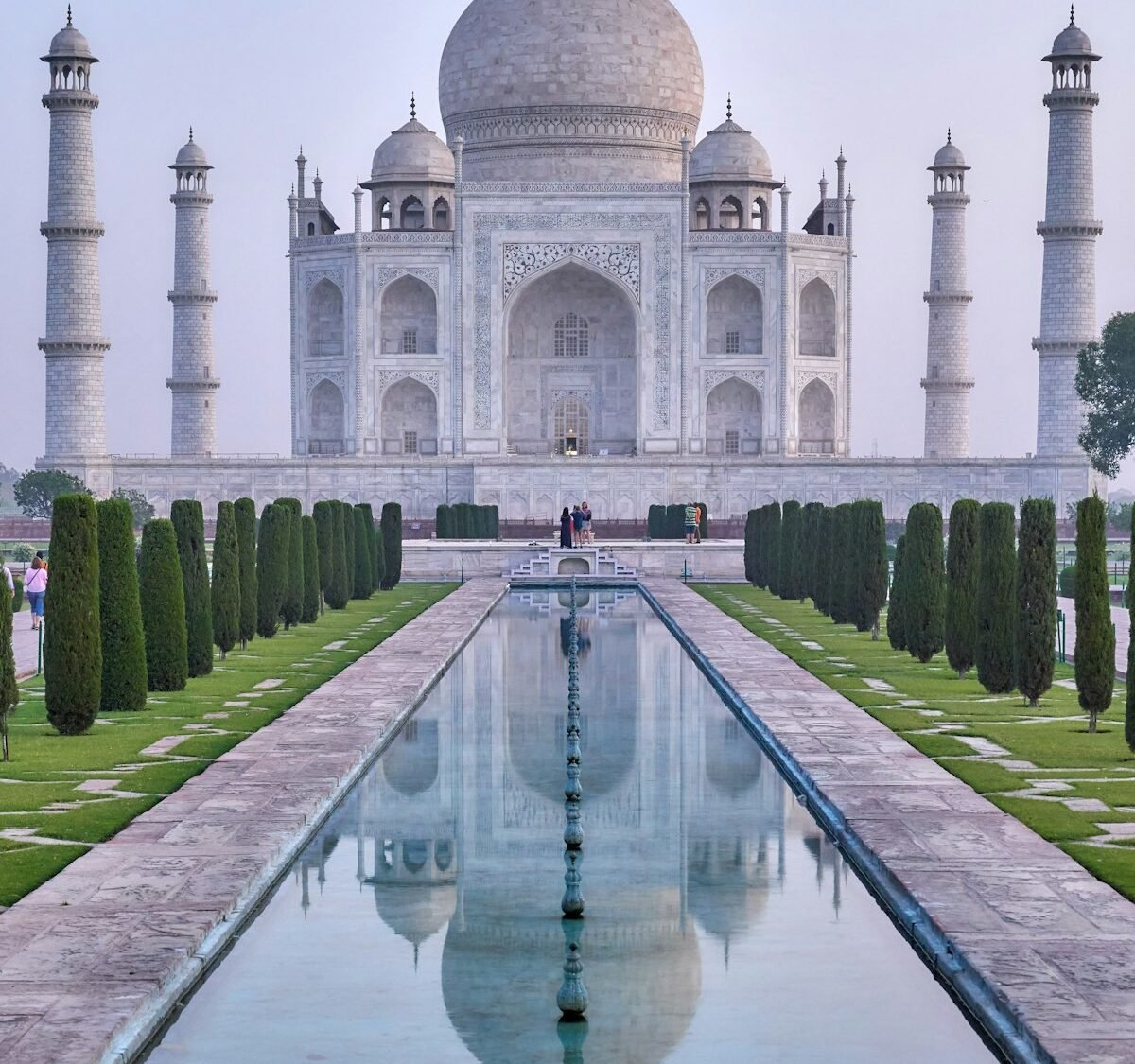 Taj Mahal reflected in the long garden pool