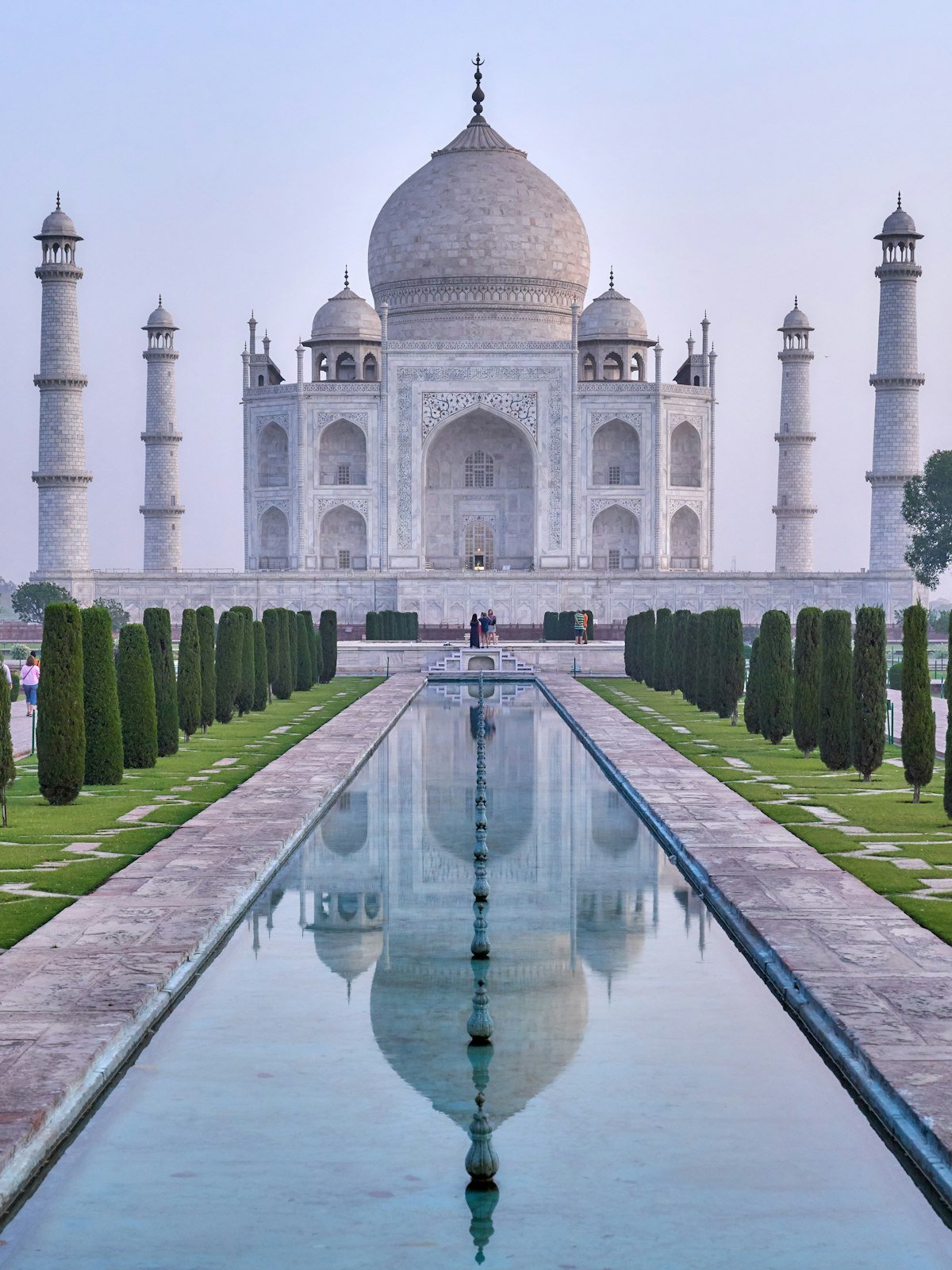 Taj Mahal reflected in the long garden pool